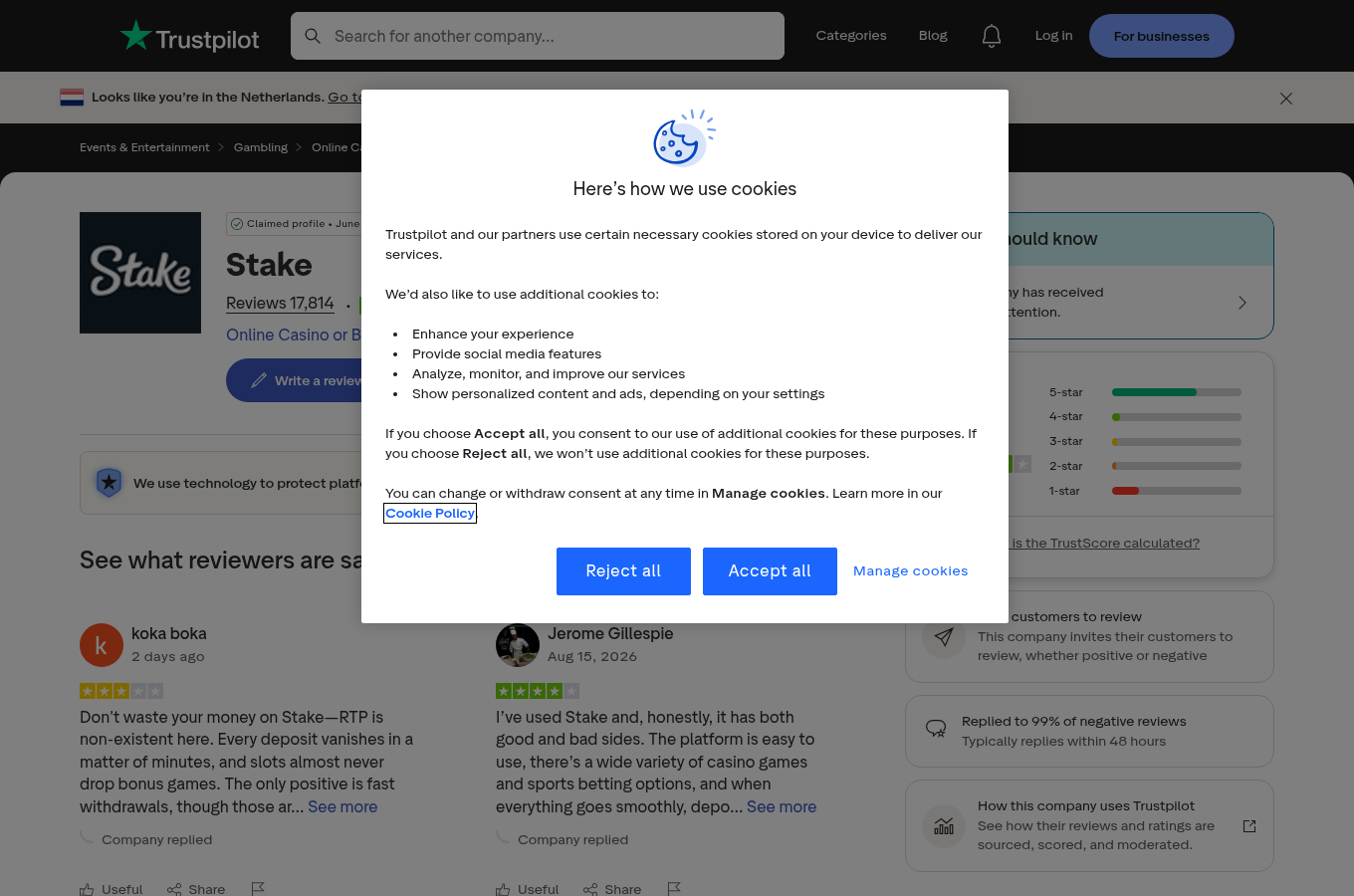 Stake-ի վերաբերյալ օգտատերերի կարծիքների համատեքստային տեսողական նյութը